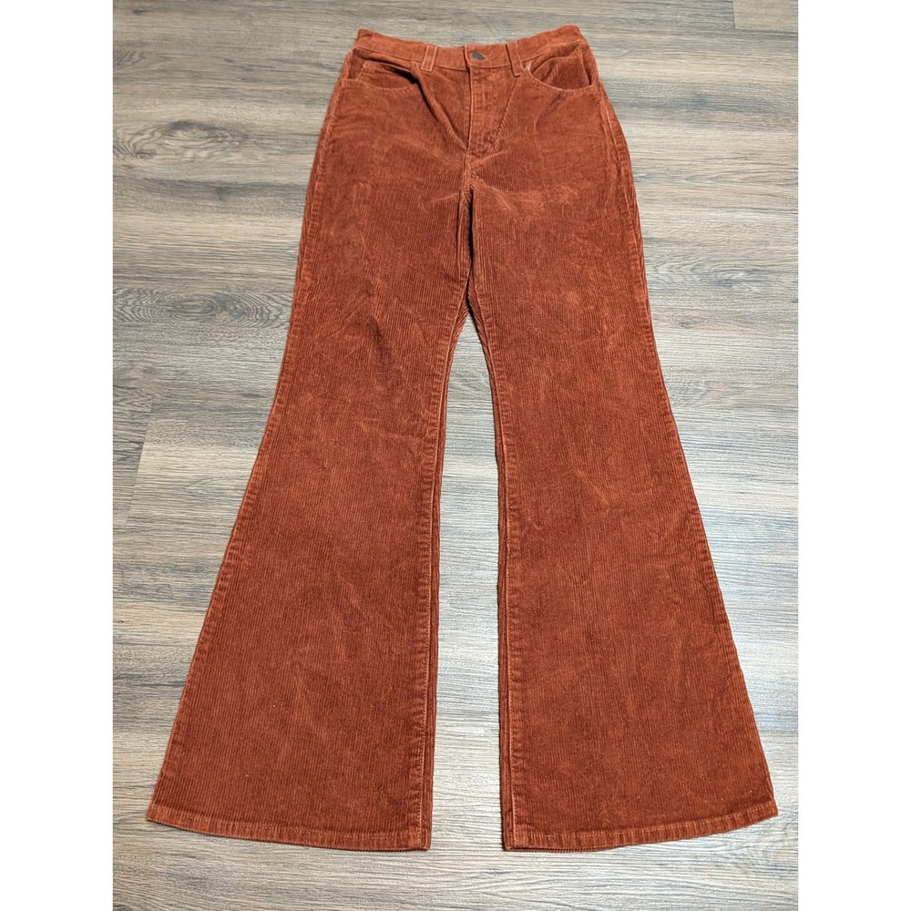 Levis 70s High Flare Corduroy Pants Rust Orange Brown Size 25 High Rise Retro